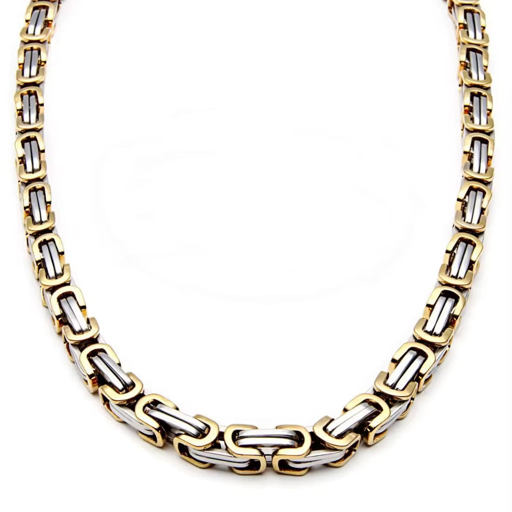 Domineering Personality Men Jewellery Stainless Steel Heavy Necklace Silver-Gold plated (50cm / 8mm thickness)