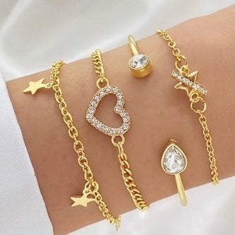 Vintage Punk Jewellery Gold Tennis Bracelet sets for Women