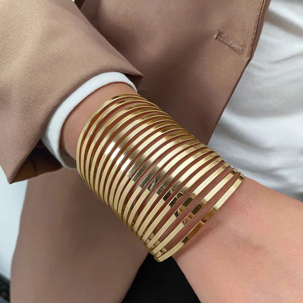 New Trendy Gold Plated Punk Style Bracelets for Women (Free Size)
