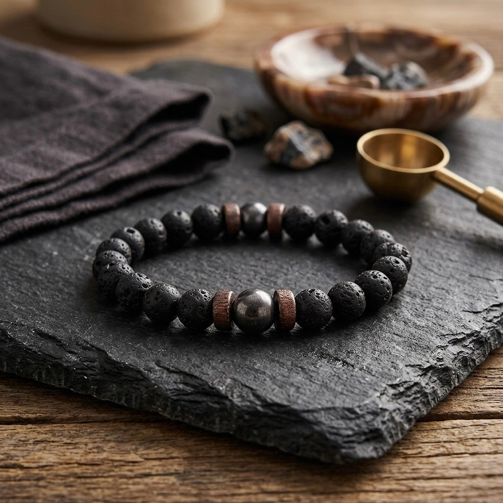 Vintage Natural Stone Bead with Wood Spacer Bracelets for Daily wear