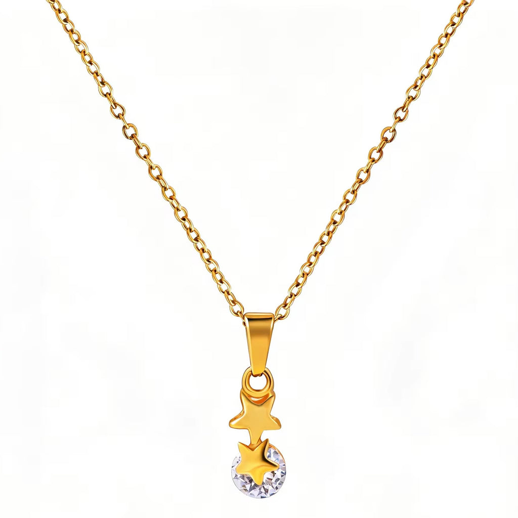Dainty 18k Anti Tarnish Zircon Star Diamond Pendant Non Fading Jewellery (40+5cm)