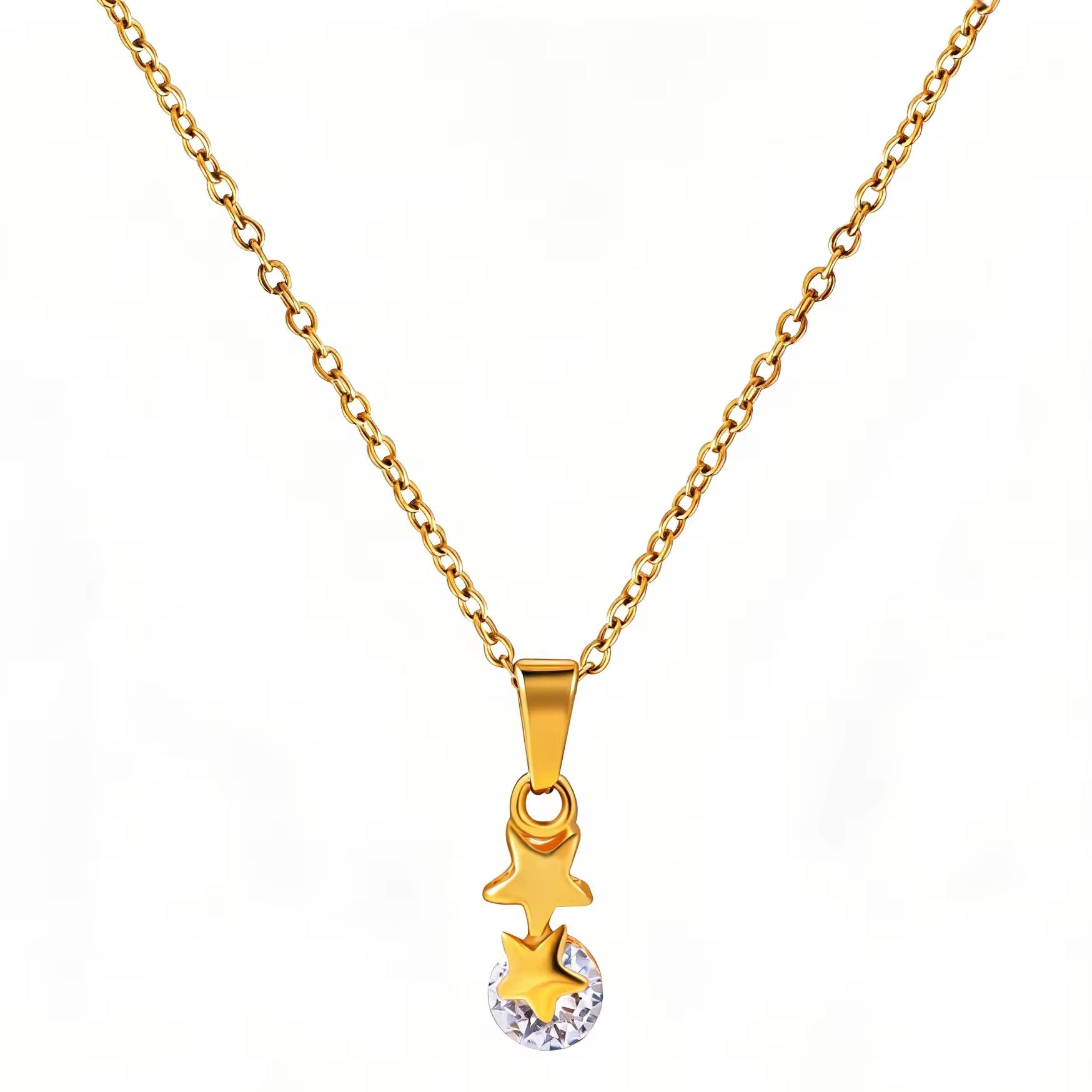 Dainty 18k Anti Tarnish Zircon Star Diamond Pendant Non Fading Jewellery (40+5cm)