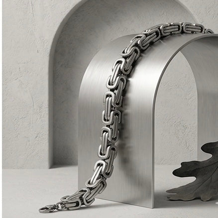 Domineering Personality Men Jewellery Stainless Steel Heavy Bracelet Silver plated (22cm / 6mm thickness)