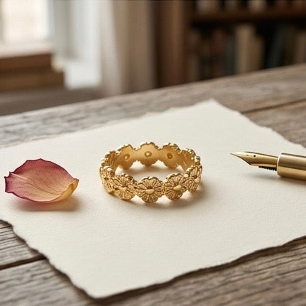 Adjustable Stainless Steel Women Rings Gold Plated 18k Anti Tarnishing (Free Size)