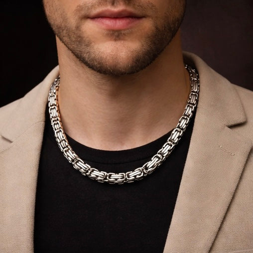 Domineering Personality Men Jewellery Stainless Steel Heavy Necklace Silver (50cm / 8mm thickness)