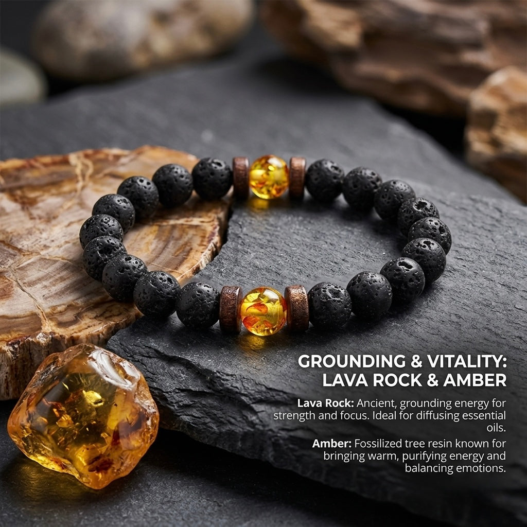 Vintage Natural Stone Bead with Wood Spacer Bracelets for Daily wear