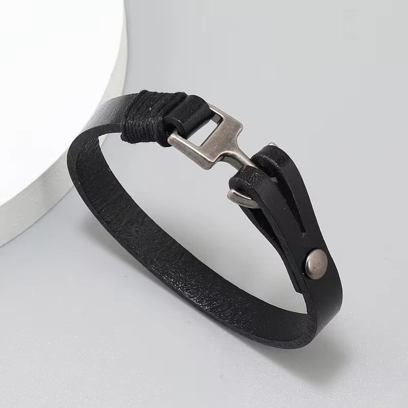 Alloy Cuff Anchor Lock Design Leather Bracelets