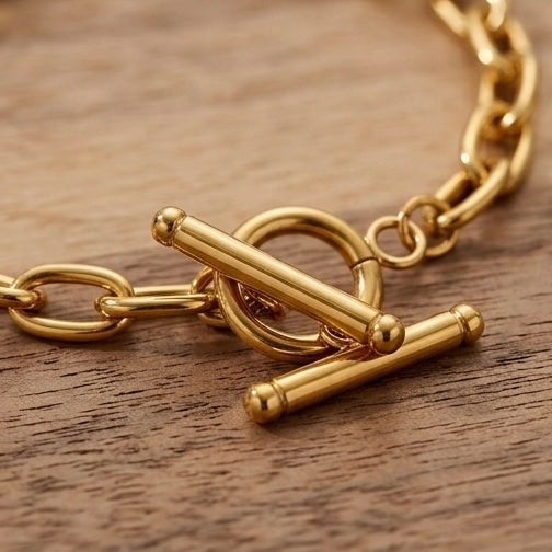 Stainless Steel Fade Resistant - Waterproof 18k Gold Plated Women Bracelet (Free Size)