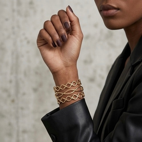 New Trendy Gold Plated Punk Style Bracelets for Women (Free Size)