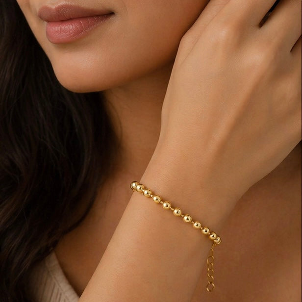 Stainless Steel Fade Resistant - Waterproof 18k Gold Plated Women Bracelet (Free Size)