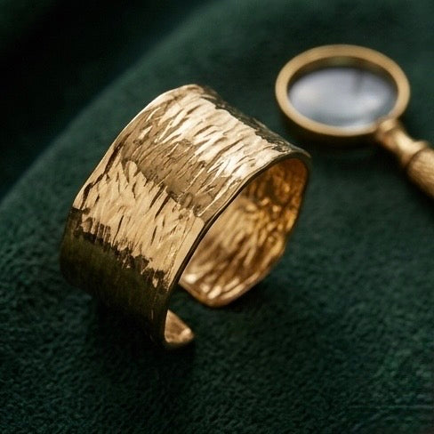 Adjustable Stainless Steel Women Rings Gold Plated 18k Anti Tarnishing (Free Size)