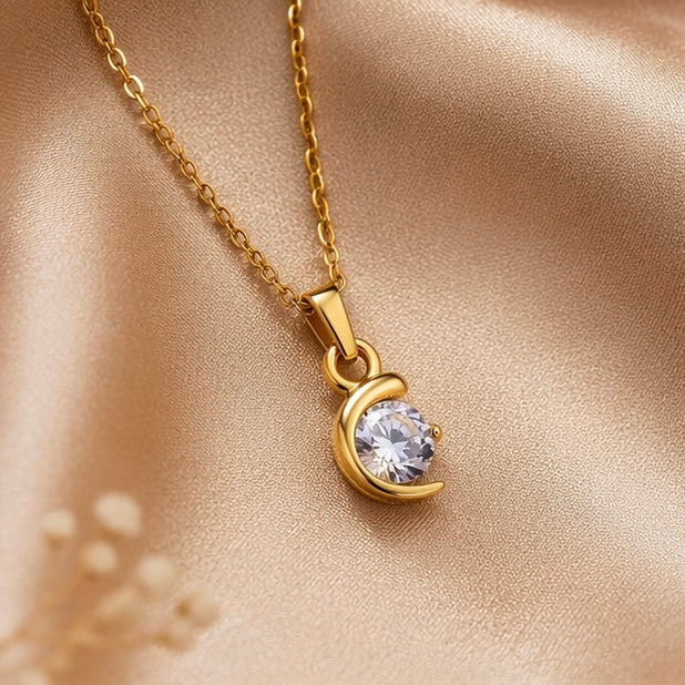 Dainty 18k Anti Tarnish Zircon Pendant Non Fading Jewellery (40+5cm)