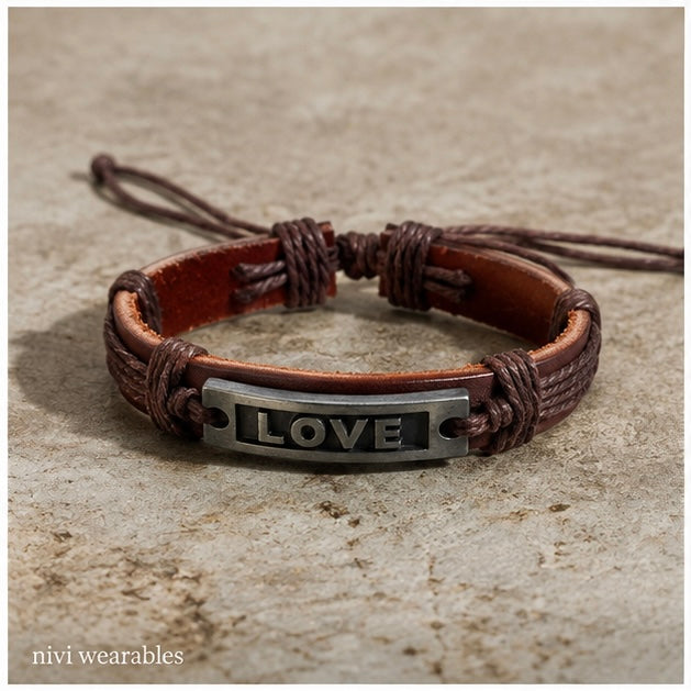 Love Center piece design Leather Bracelet