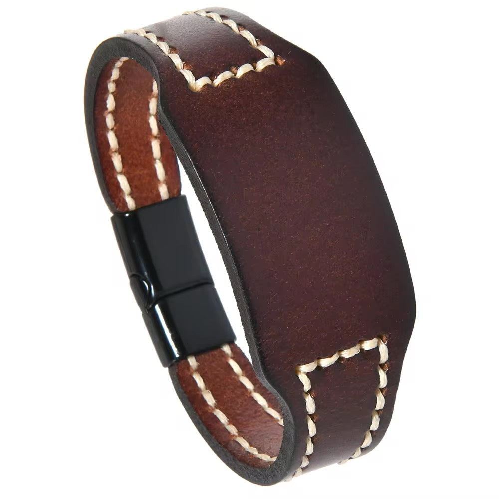 Plain Design Vintage Genuine Leather Fashion Bracelets