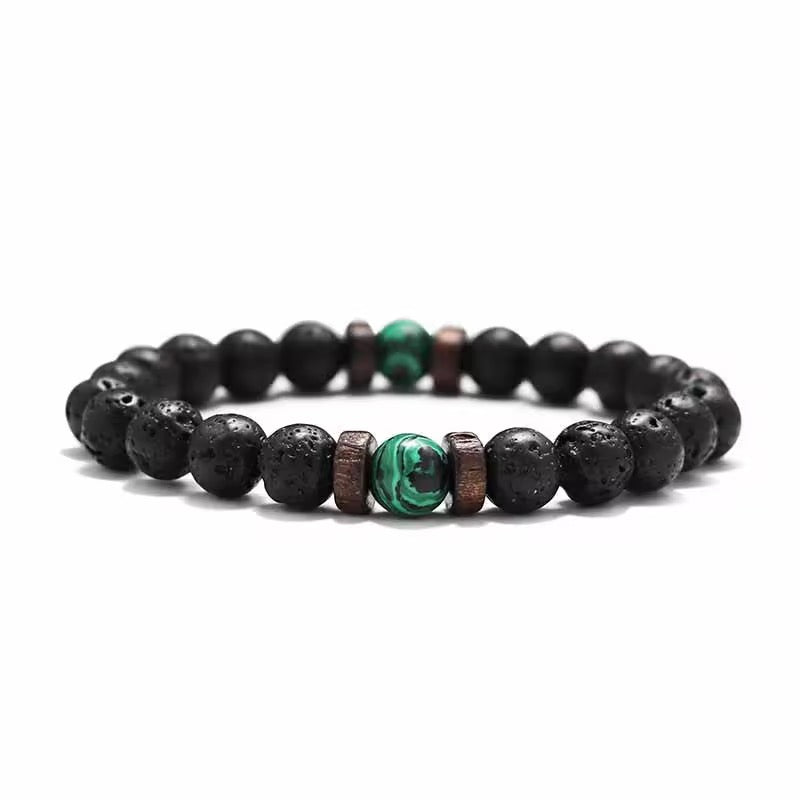 Vintage Natural Stone Bead with Wood Spacer Bracelets for Daily wear