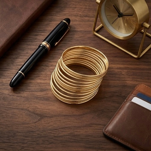 New Trendy Gold Plated Punk Style Bracelets for Women (Free Size)