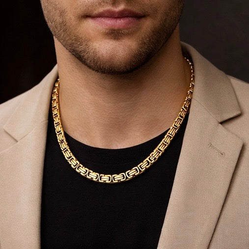 Domineering Personality Men Jewellery Stainless Steel Heavy Necklace Gold plated (50cm / 8mm thickness)