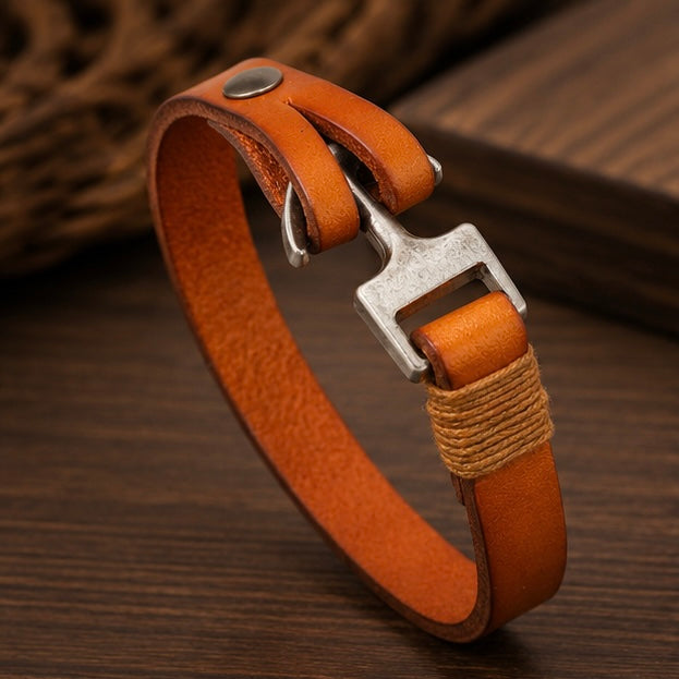 Alloy Cuff Anchor Lock Design Leather Bracelets