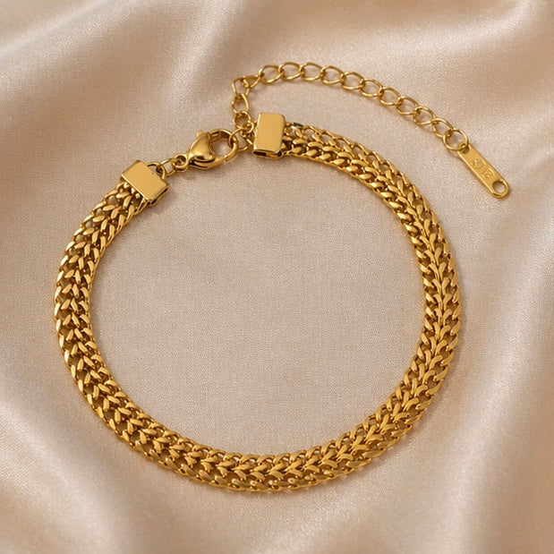 Stainless Steel Fade Resistant - Waterproof 18k Gold Plated Women Bracelet (Free Size)