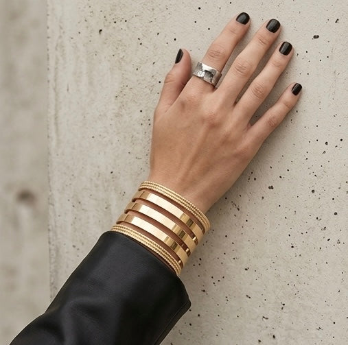 New Trendy Gold Plated Punk Style Bracelets for Women (Free Size)