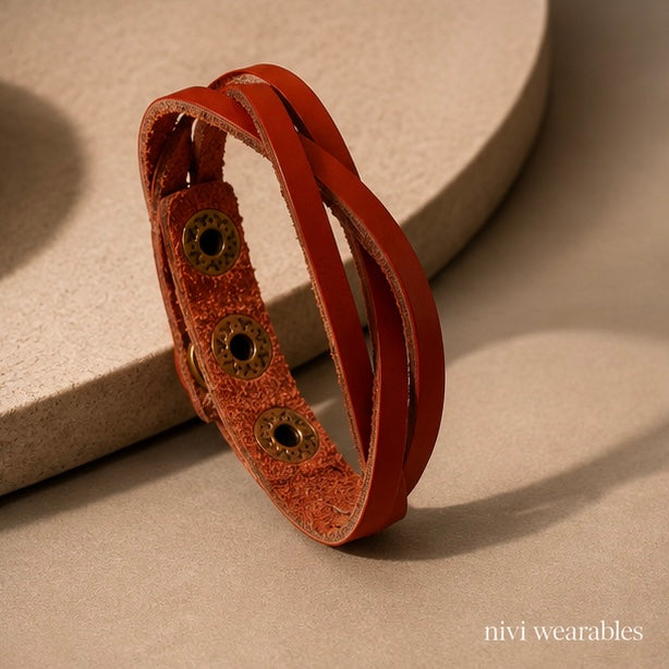 Crossing Band Design Leather Bracelet