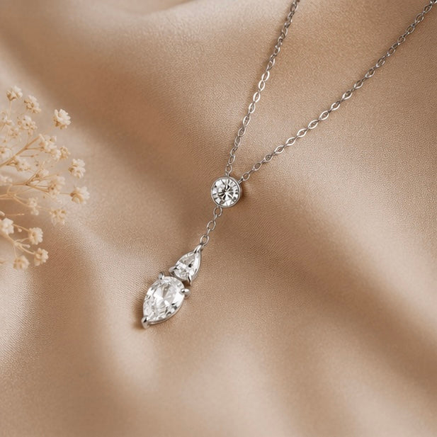 316I PVD water drops Zircon pendant Necklace Jewellery (40+5cm)