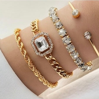 Vintage Punk Jewellery Gold Tennis Bracelet sets for Women
