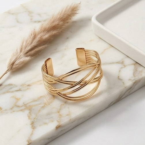 New Trendy Gold Plated Punk Style Bracelets for Women (Free Size)