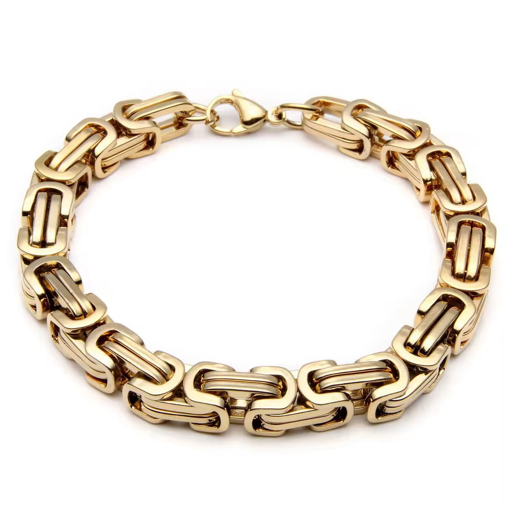 Domineering Personality Men Jewellery Stainless Steel Heavy Bracelet Gold plated (22cm / 6mm thickness)