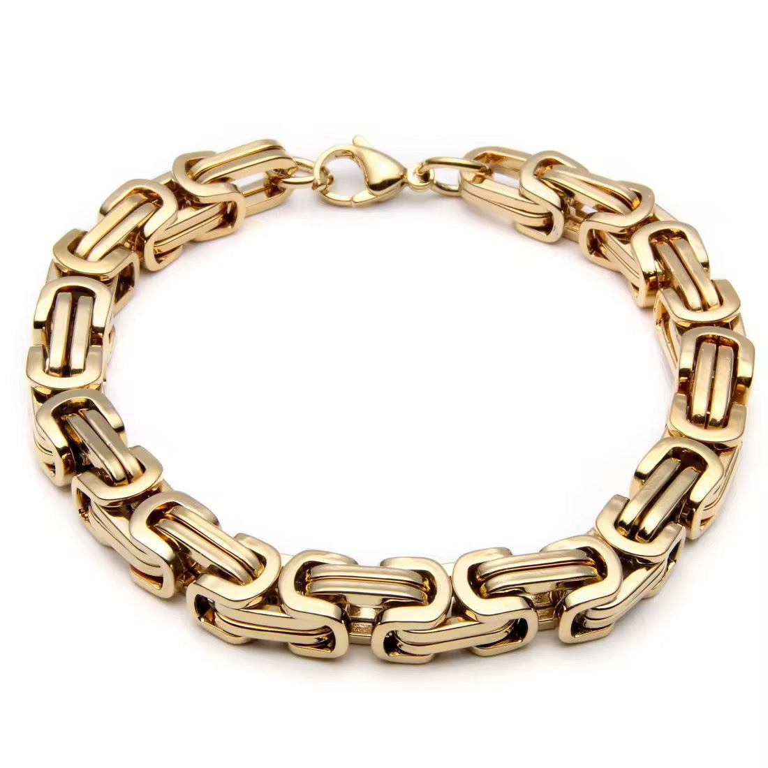 Domineering Personality Men Jewellery Stainless Steel Heavy Bracelet Gold plated (22cm / 6mm thickness)