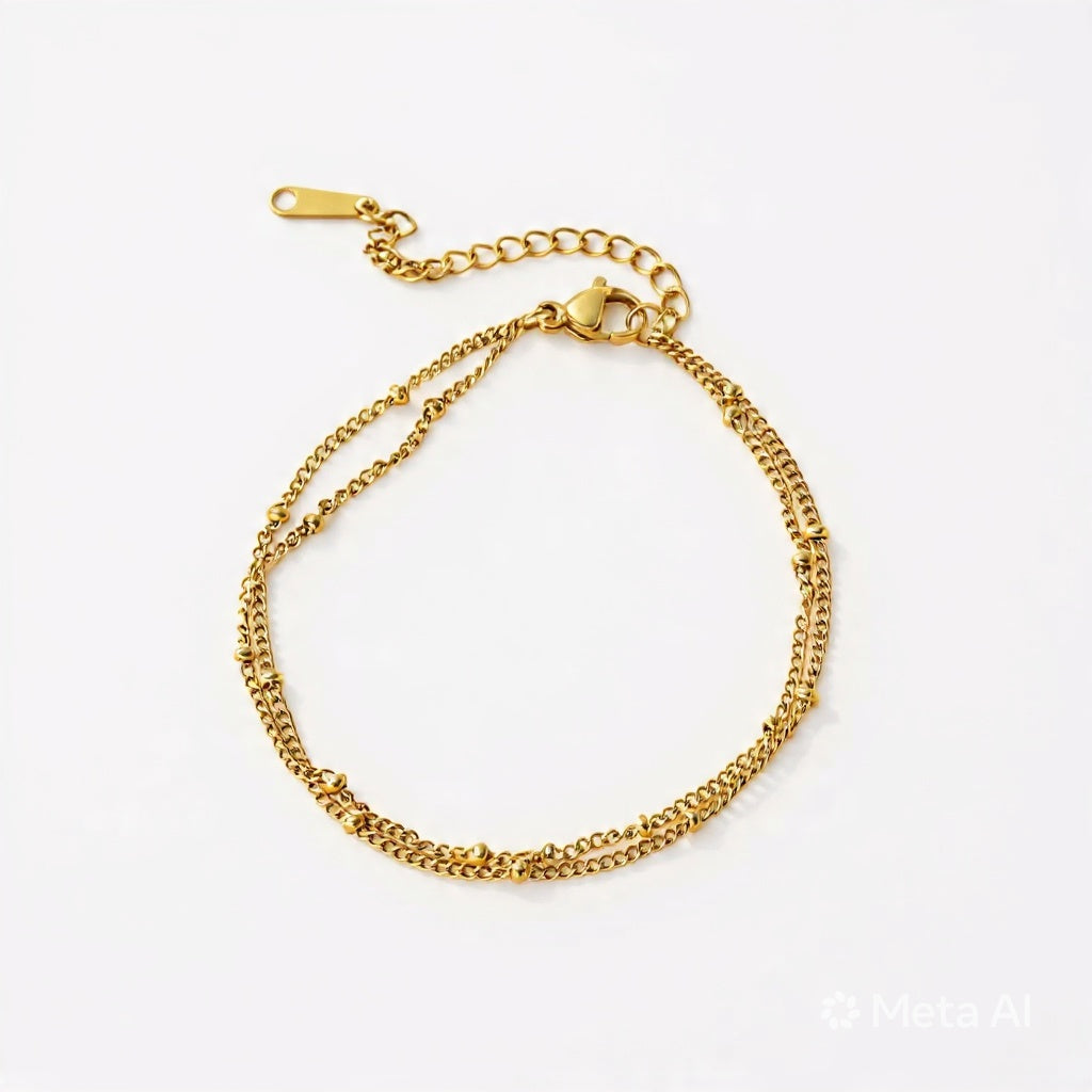 Stainless Steel Fade Resistant - Waterproof 18k Gold Plated Women Bracelet (Free Size)