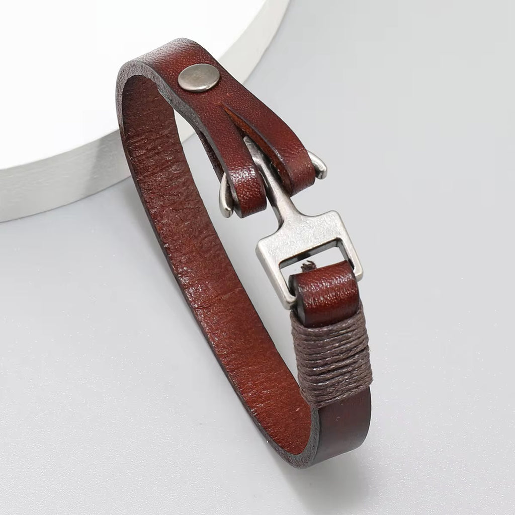 Alloy Cuff Anchor Lock Design Leather Bracelets