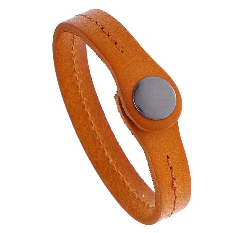 Vintage look simple design Genuine Leather bracelet bangle style for Men and Women