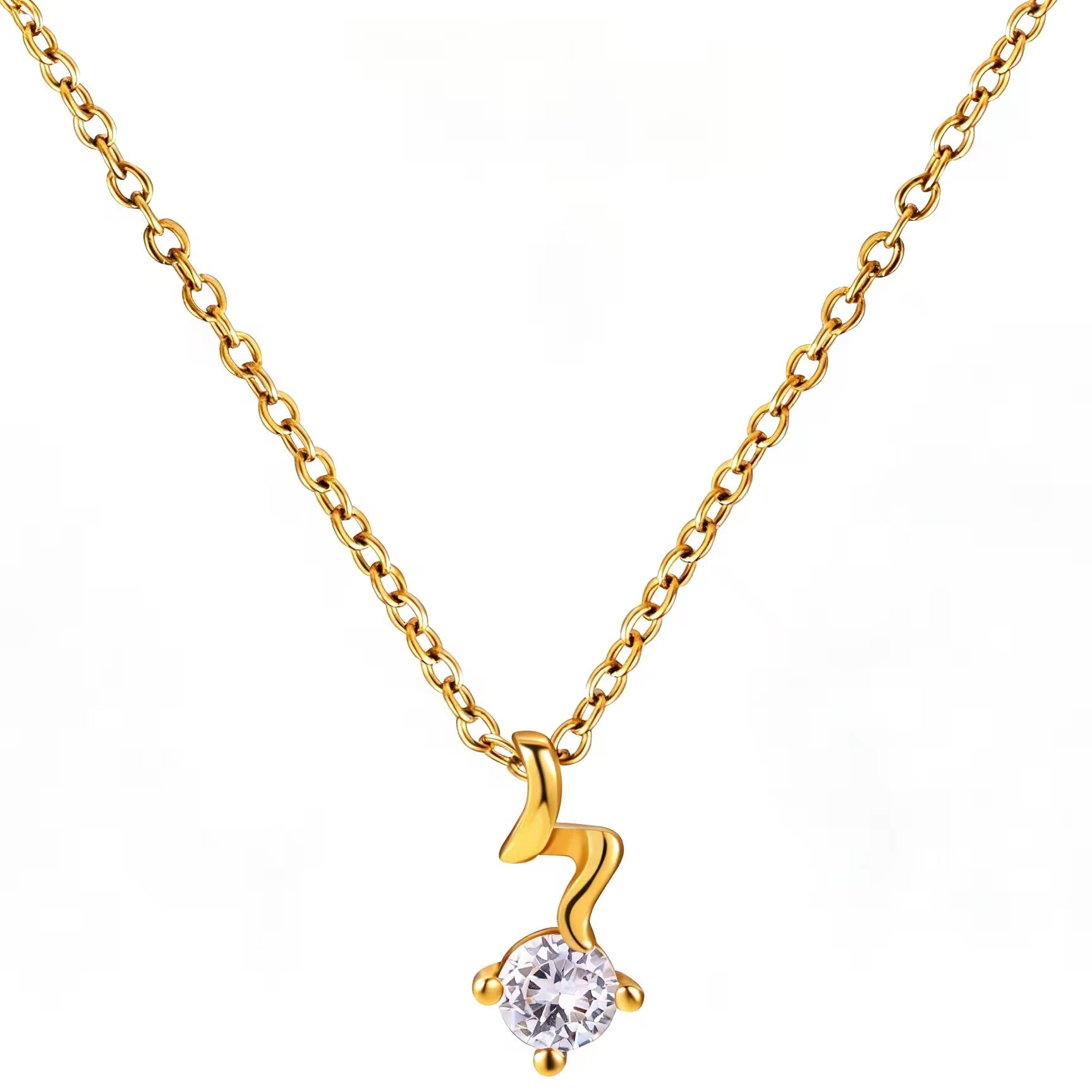 Dainty 18k Anti Tarnish Zircon Zig-Zag Diamond Pendant Non Fading Jewellery (40+5cm)