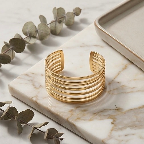 New Trendy Gold Plated Punk Style Bracelets for Women (Free Size)