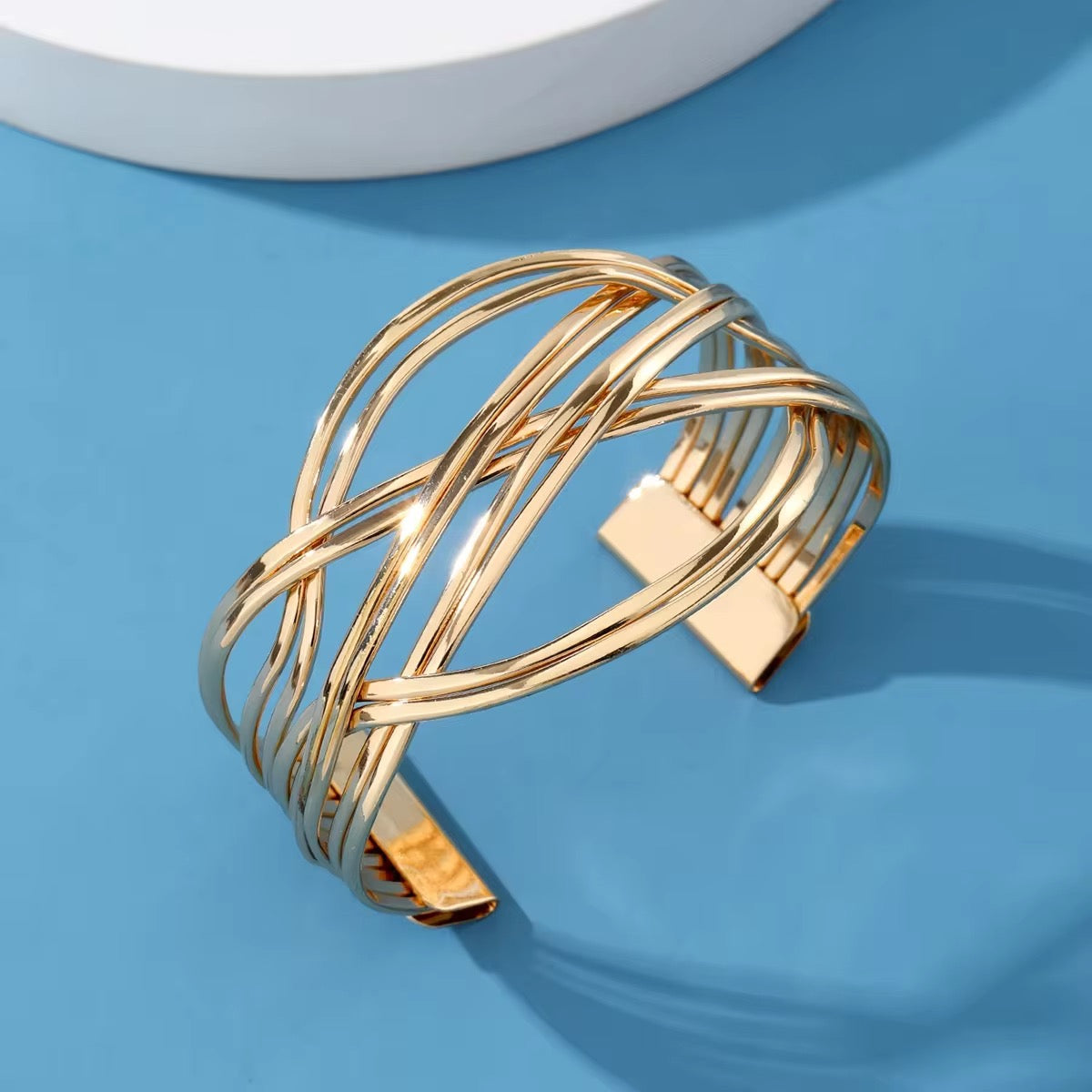 New Trendy Gold Plated Punk Style Bracelets for Women (Free Size)