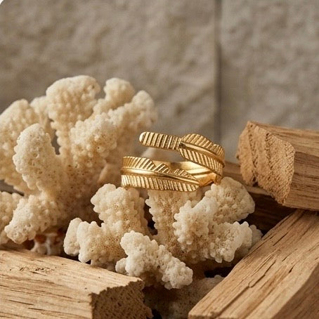 Adjustable Stainless Steel Women Rings Gold Plated 18k Anti Tarnishing (Free Size)