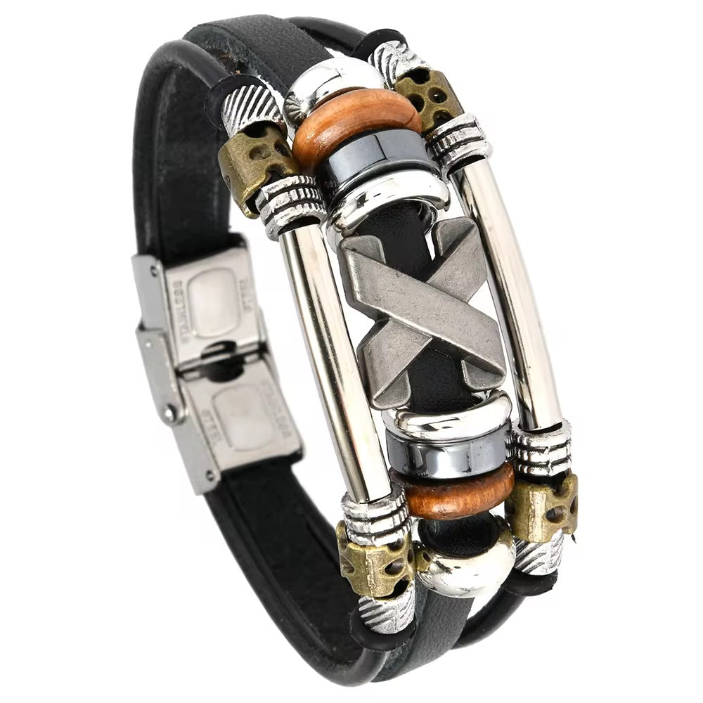 Handmade Bohemian style Leather Bracelets with Steel Clasp