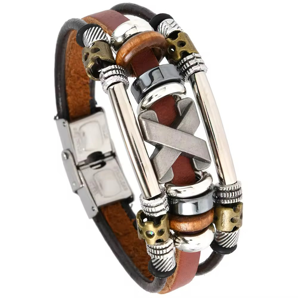 Handmade Bohemian style Leather Bracelets with Steel Clasp