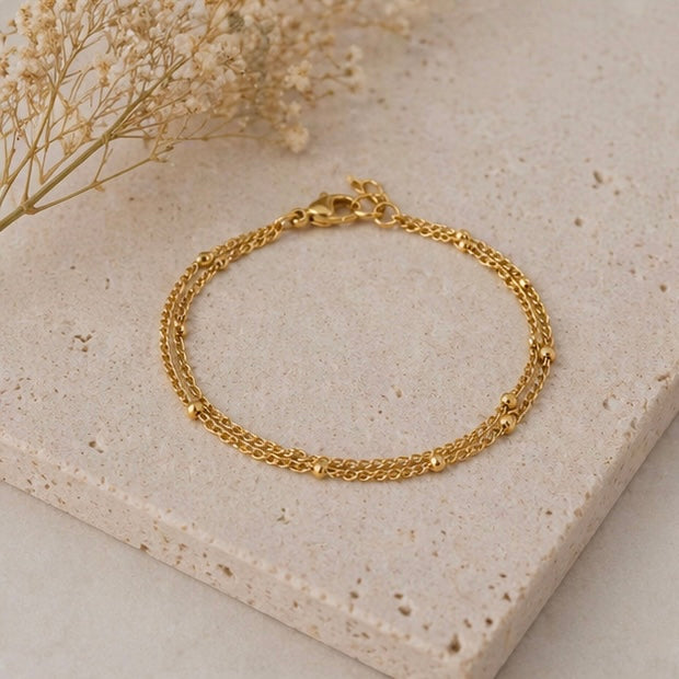 Stainless Steel Fade Resistant - Waterproof 18k Gold Plated Women Bracelet (Free Size)