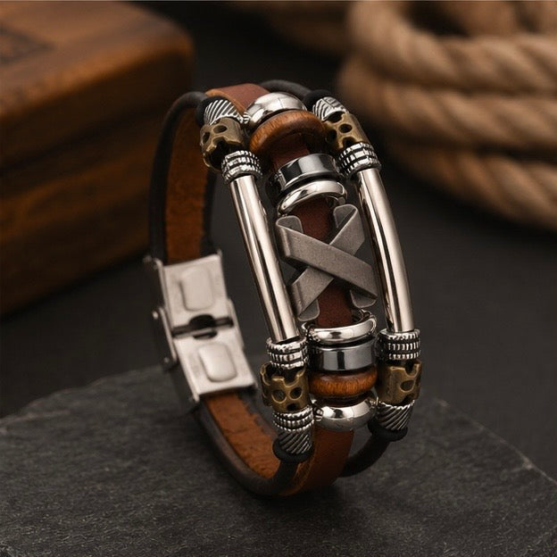 Handmade Bohemian style Leather Bracelets with Steel Clasp