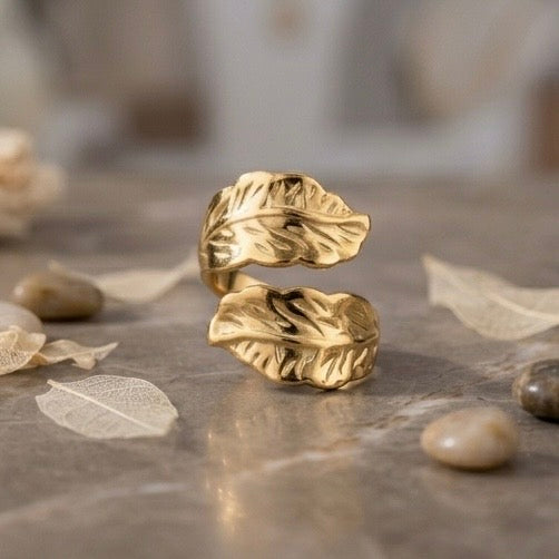 Adjustable Stainless Steel Women Rings Gold Plated 18k Anti Tarnishing (Free Size)