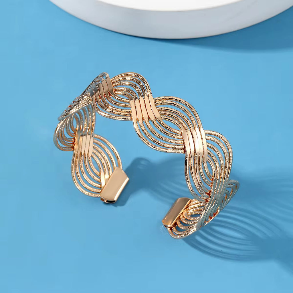 New Trendy Gold Plated Punk Style Bracelets for Women (Free Size)