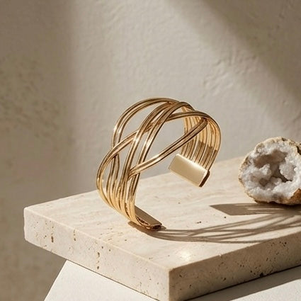 New Trendy Gold Plated Punk Style Bracelets for Women (Free Size)