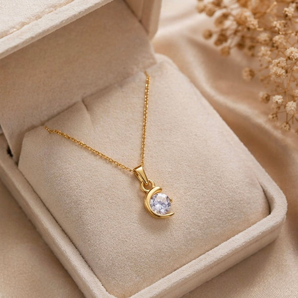 Dainty 18k Anti Tarnish Zircon Pendant Non Fading Jewellery (40+5cm)