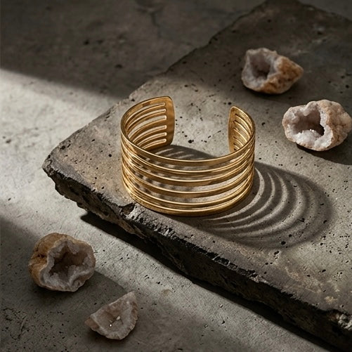 New Trendy Gold Plated Punk Style Bracelets for Women (Free Size)