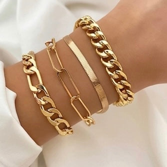Vintage Punk Jewellery Gold Tennis Bracelet sets for Women