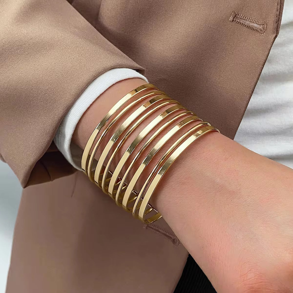 New Trendy Gold Plated Punk Style Bracelets for Women (Free Size)