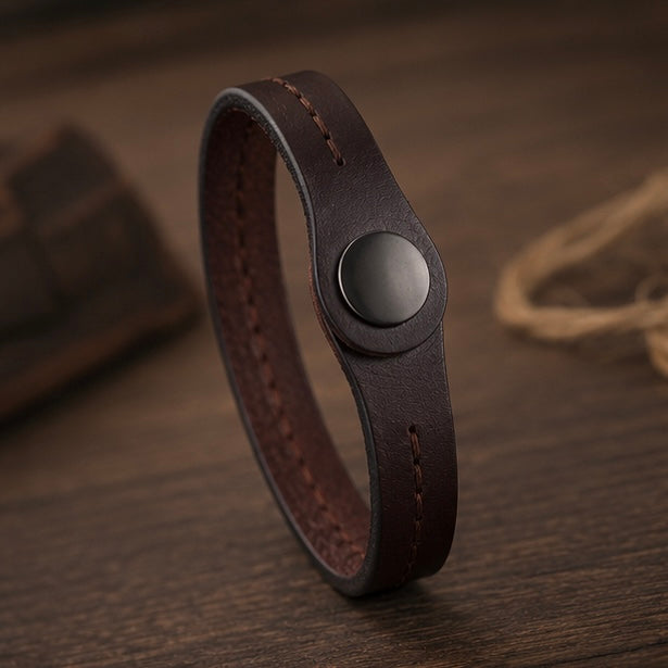 Vintage look simple design Genuine Leather bracelet bangle style for Men and Women