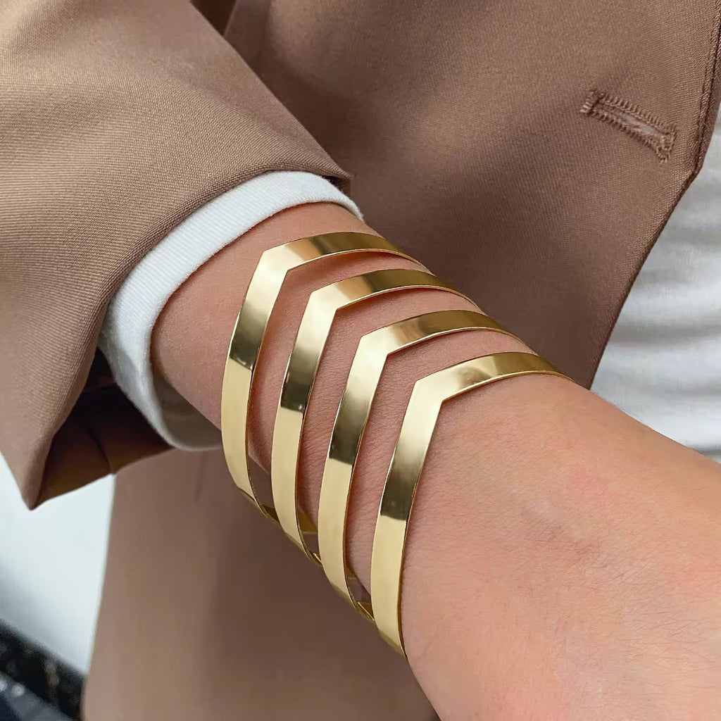 New Trendy Gold Plated Punk Style Bracelets for Women (Free Size)